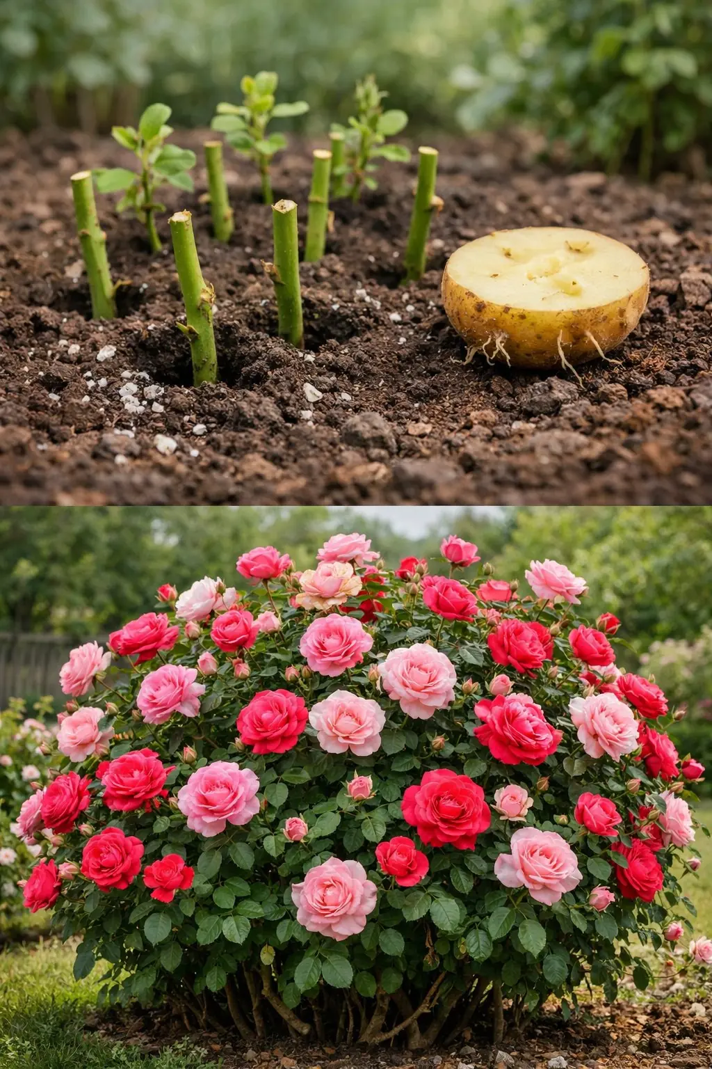 Faça rosas brotarem e criarem raízes durante a noite usando batatas com este método secreto