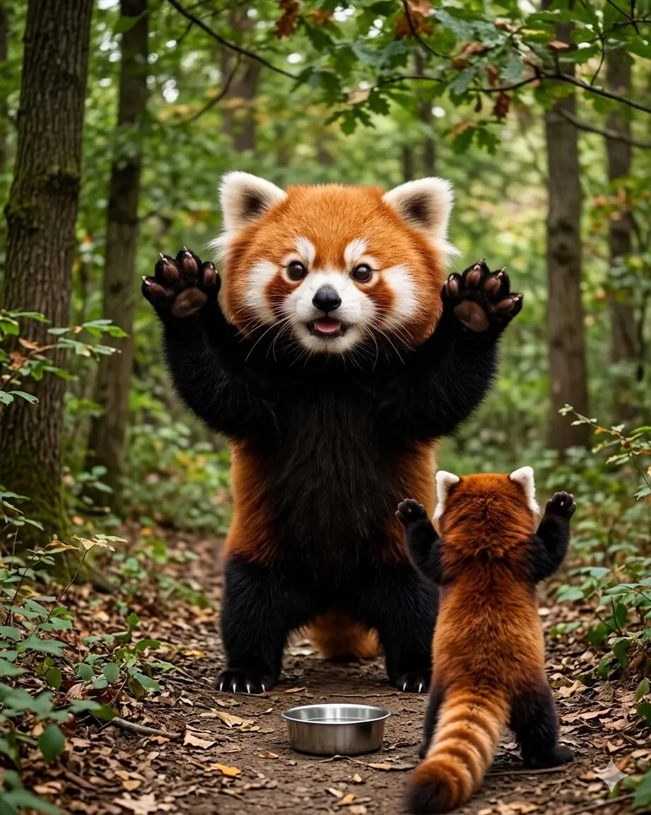 Pandas-vermelhos têm um movimento de defesa surpreendente quando se sentem ameaçados