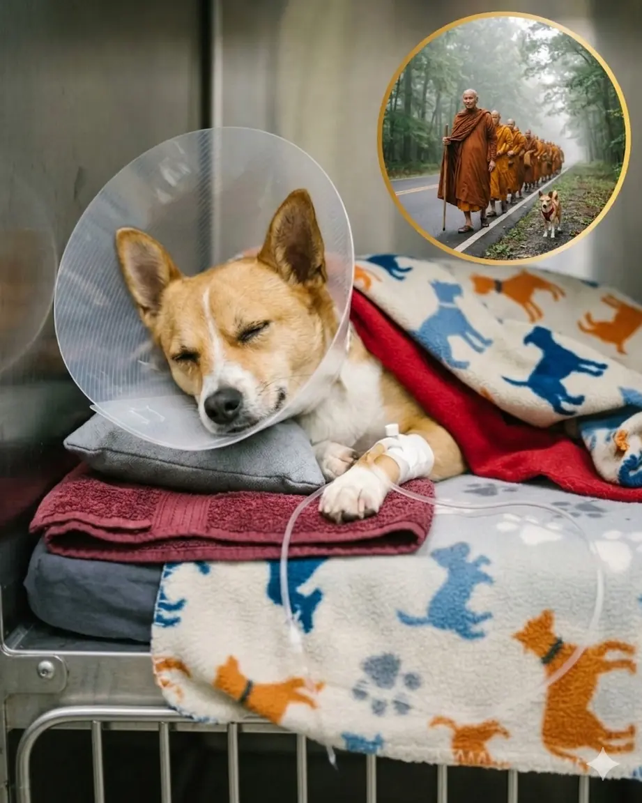 Aloka, o “cão da paz”, se recupera bem após cirurgia e deve voltar à caminhada