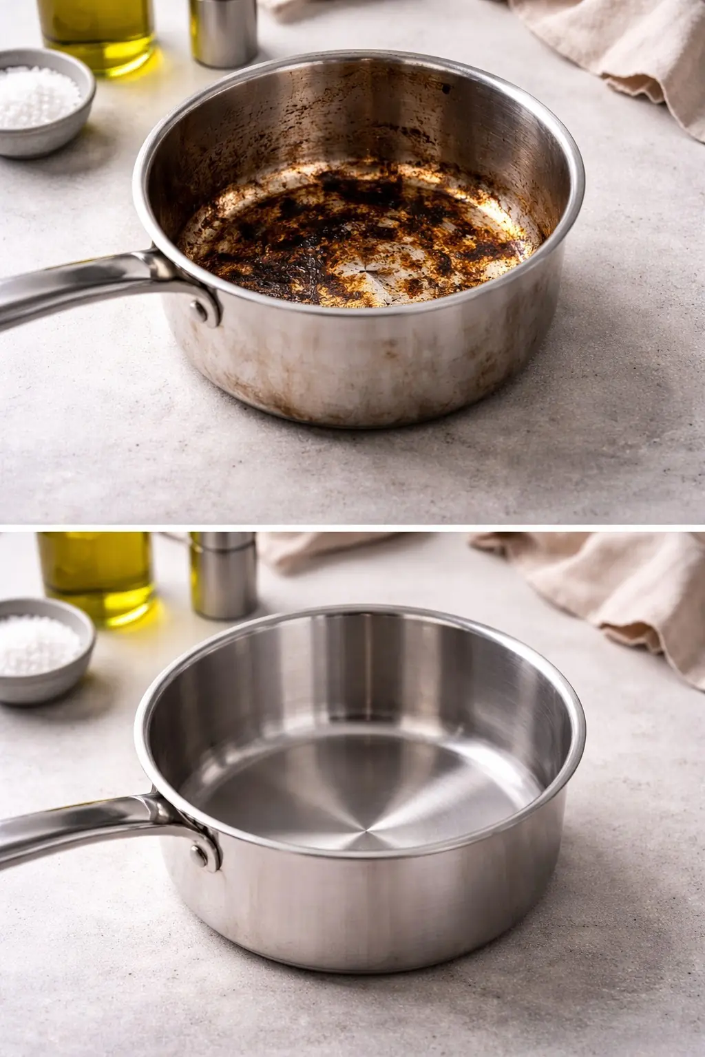 Panelas incrustadas limpas instantaneamente com este truque de cozinha fácil e poderoso