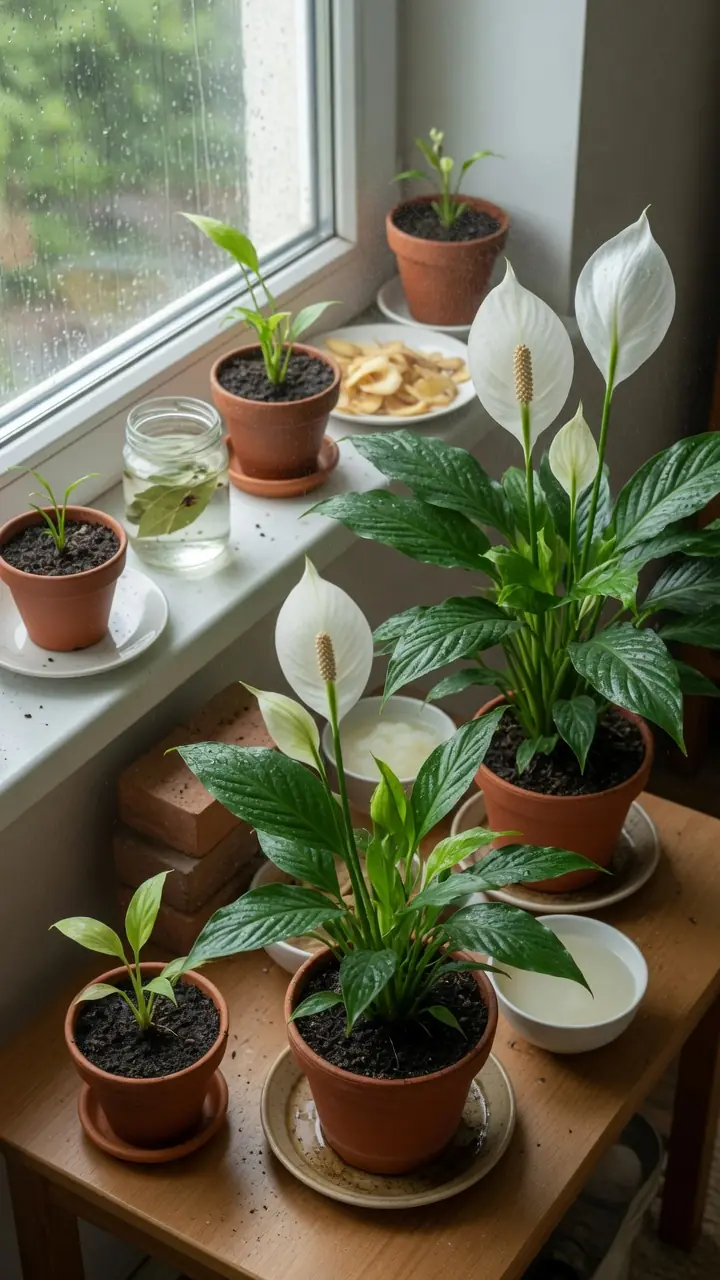 ESTIMULANTE PARA FLORES! Lírios da paz floresceram abundantemente após este tratamento. Faça isso para obter flores em profusão.