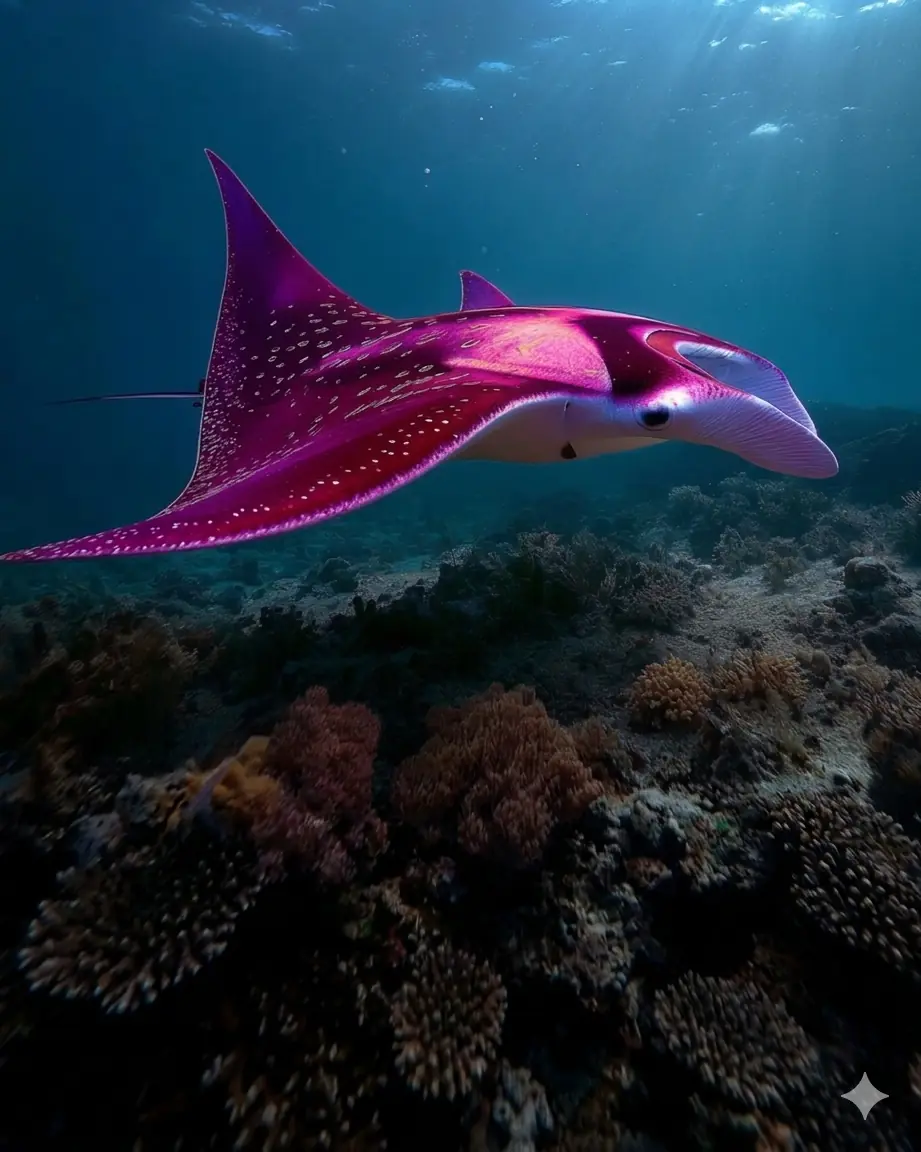 Uma raia manta… cor-de-rosa? Sim, ela existe