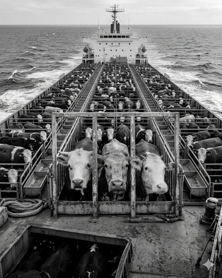 Presas no mar: quase 3.000 vacas sem destino nem descanso
