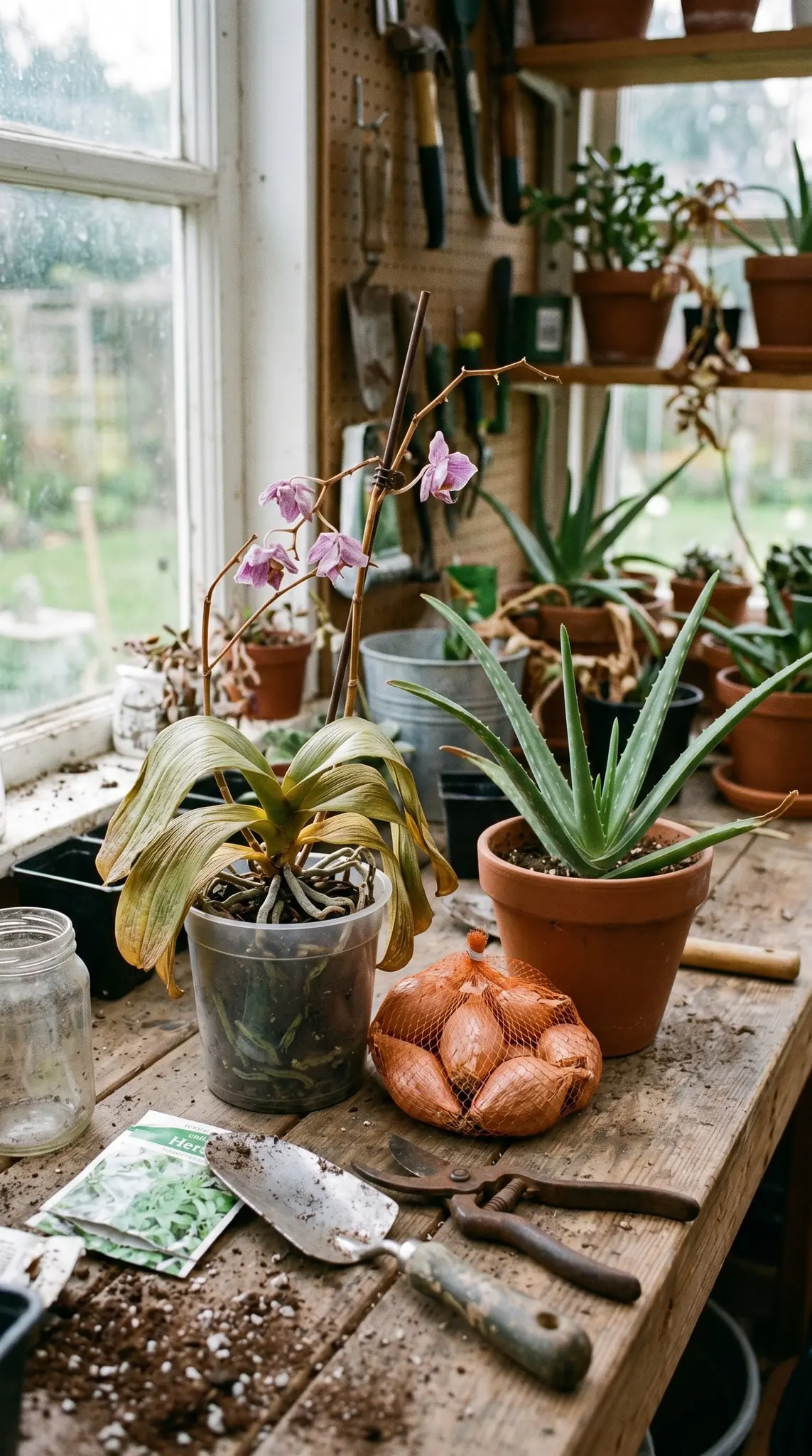 Cómo encontrar una orquídea moribunda con chalotes y aloe vera