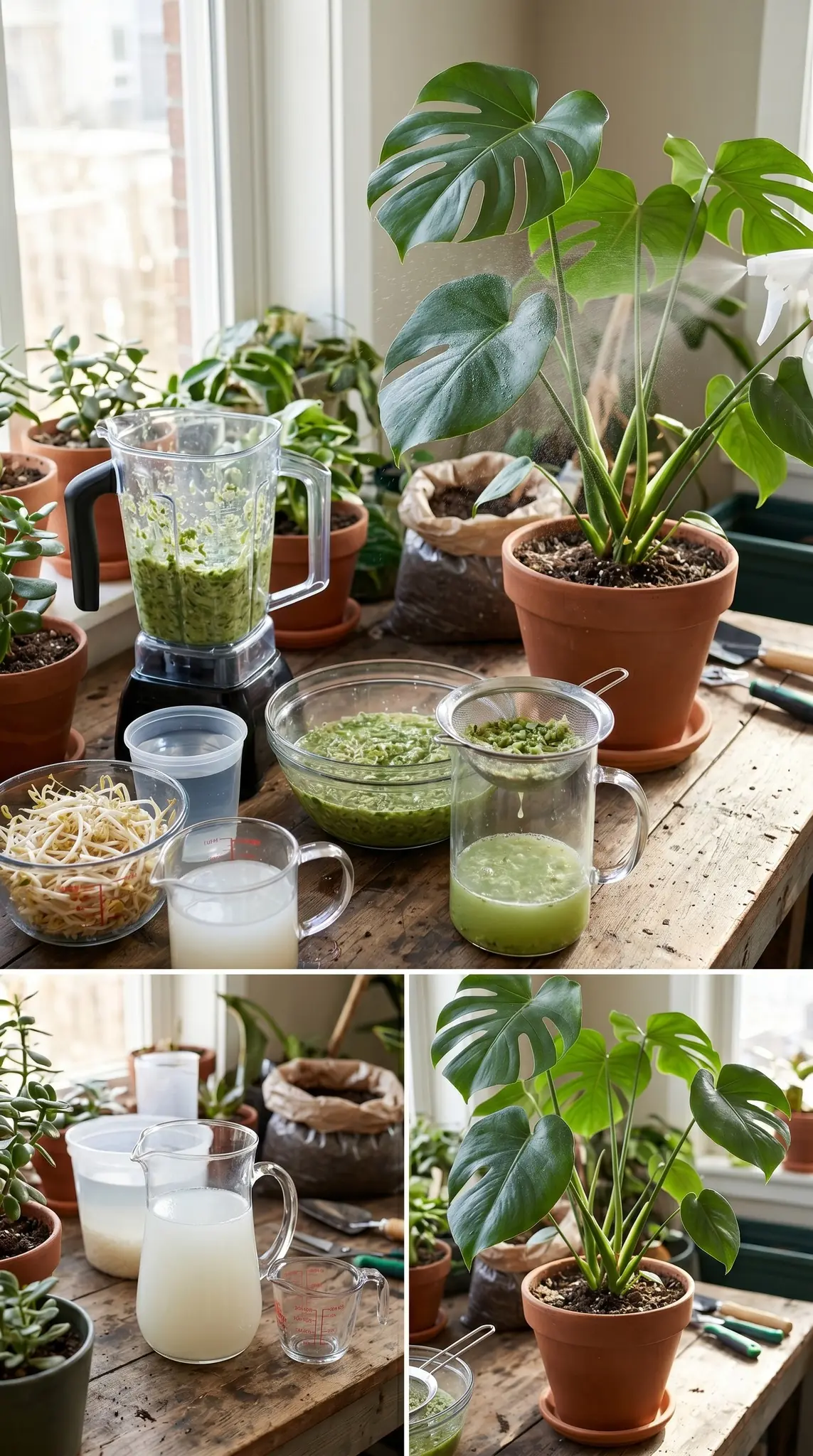 Cómo alimentar plantas con brotes de frijol.