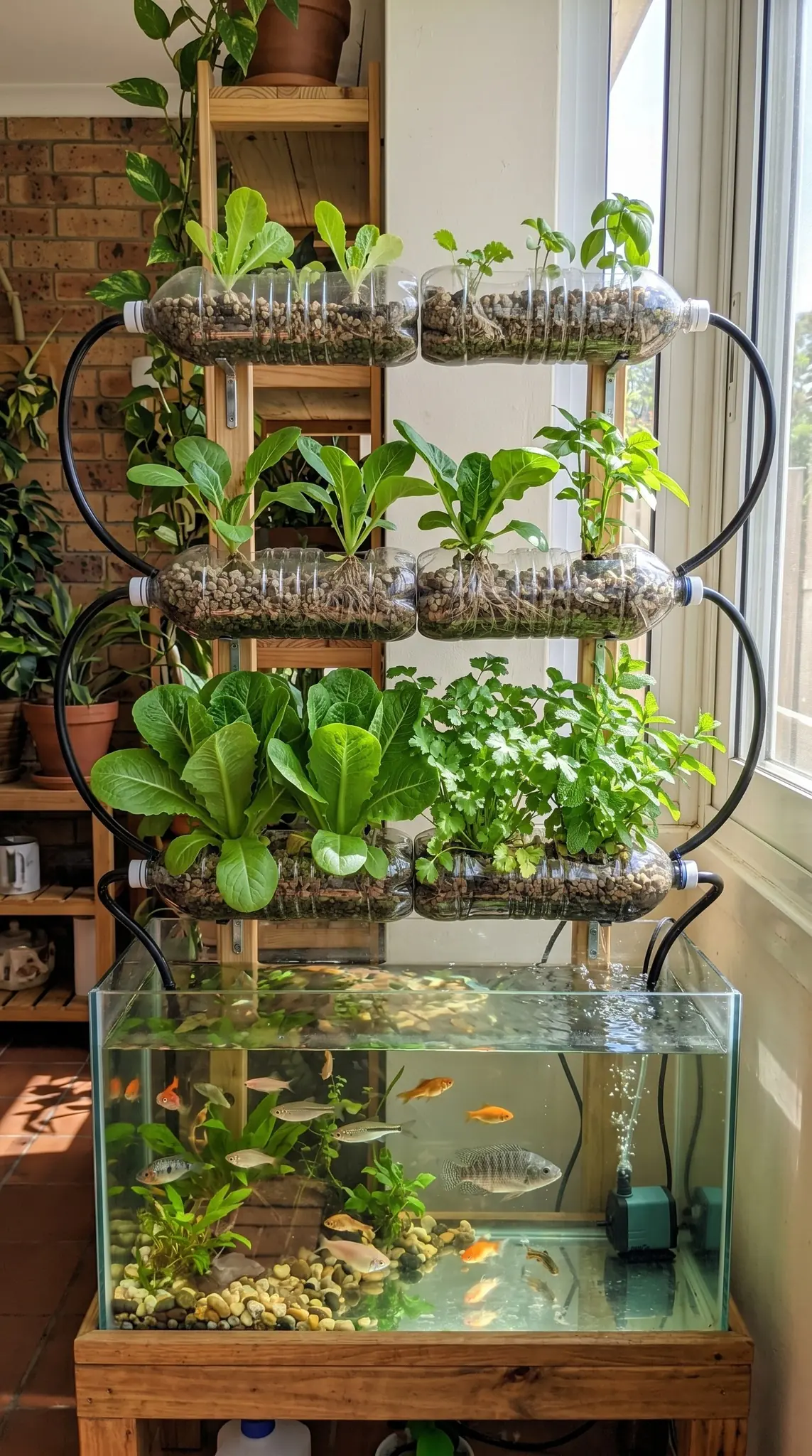 Jardim Aquapônico Caseiro: Transforme Garrafas Plásticas e um Aquário em um Sistema Vivo e Sustentável