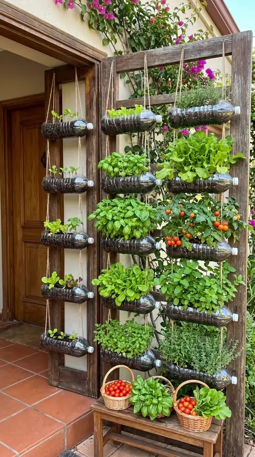 Jardim Suspenso Incrível: Transforme Garrafas Plásticas em Um Oásis Vertical na Porta de Casa