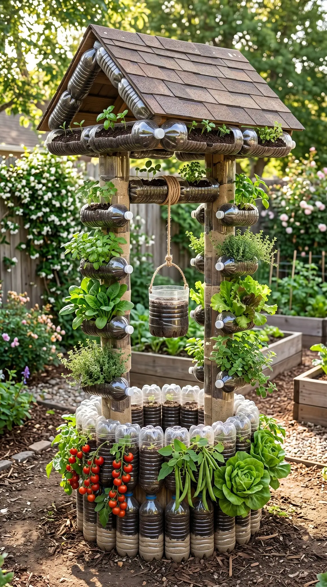 Poço dos Desejos Sustentável: Transforme Garrafas Plásticas em um Charme Verde para o Jardim
