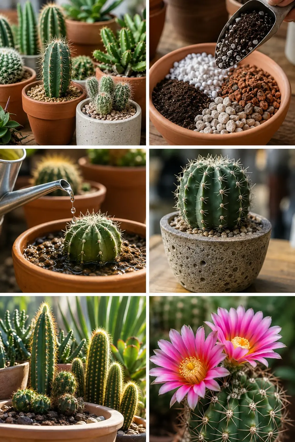 Dicas pouco conhecidas sobre o cuidado com cactos: rega, solo, adubação, tipos de vasos e floração.