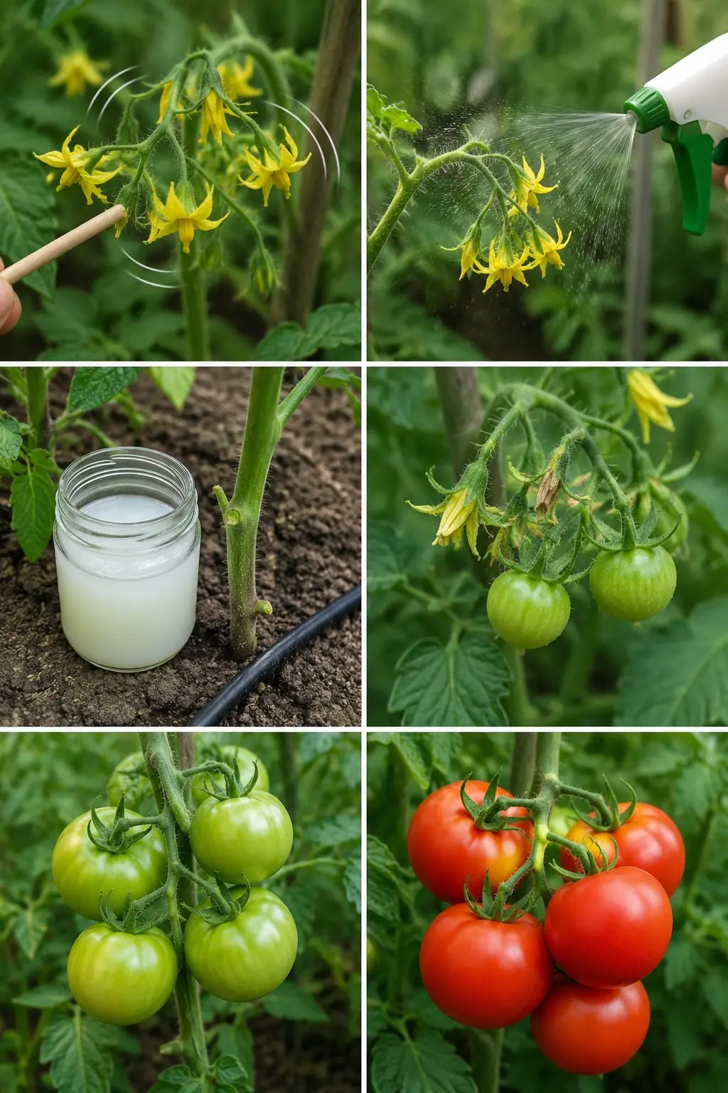 Todos os tomates se desenvolverão após este processo — não são necessários fertilizantes ou tratamentos adicionais.