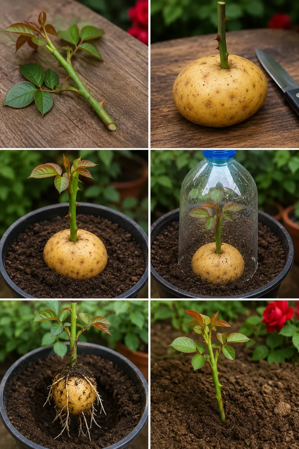 As batatas tornam o enraizamento de rosas rápido e fácil.