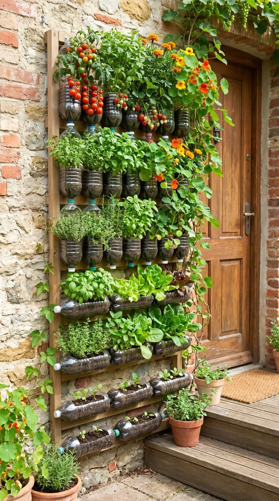 Jardim Suspenso Incrível: Transforme Garrafas Plásticas em Um Oásis Vertical na Porta de Casa