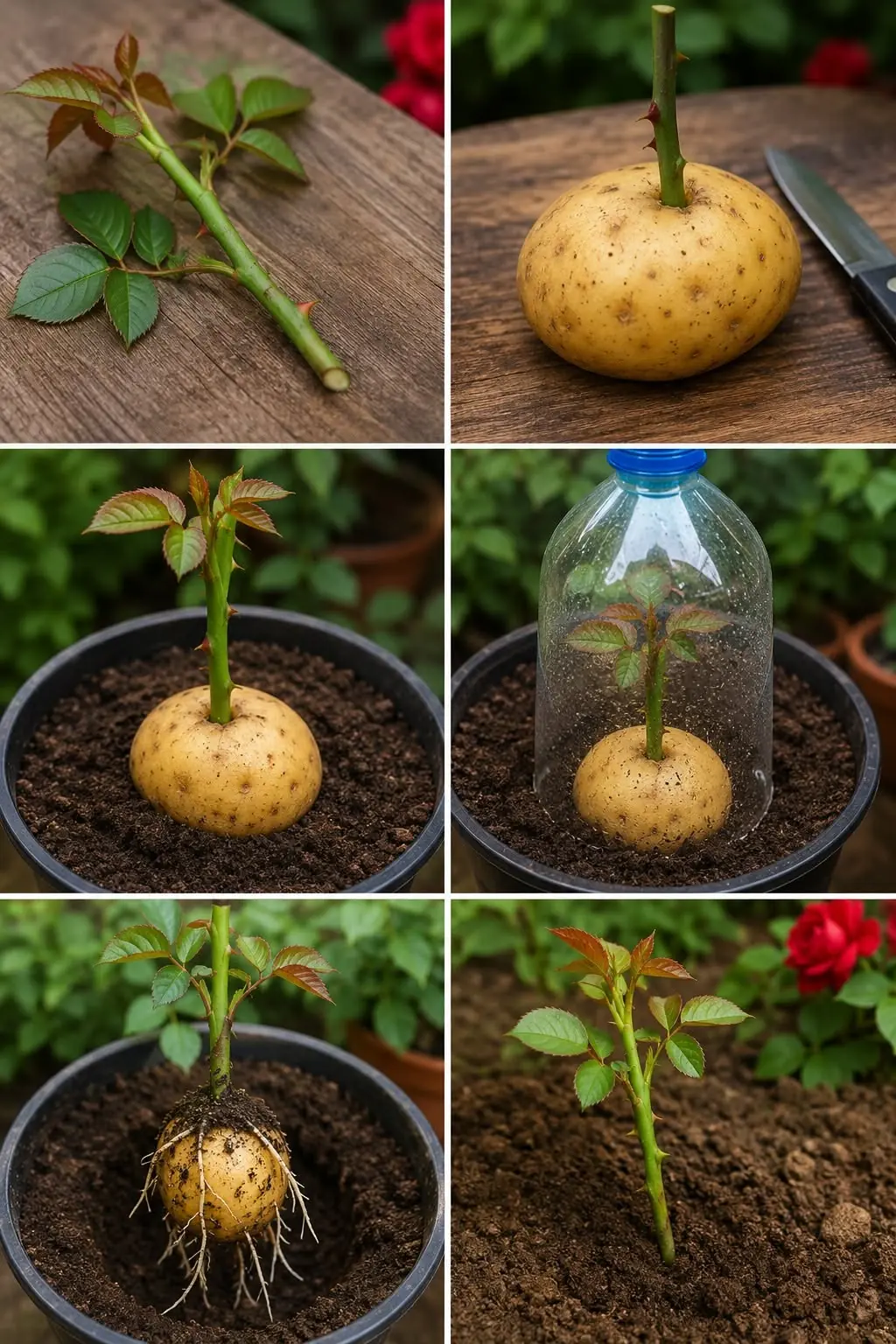 As batatas tornam o enraizamento de rosas rápido e fácil.