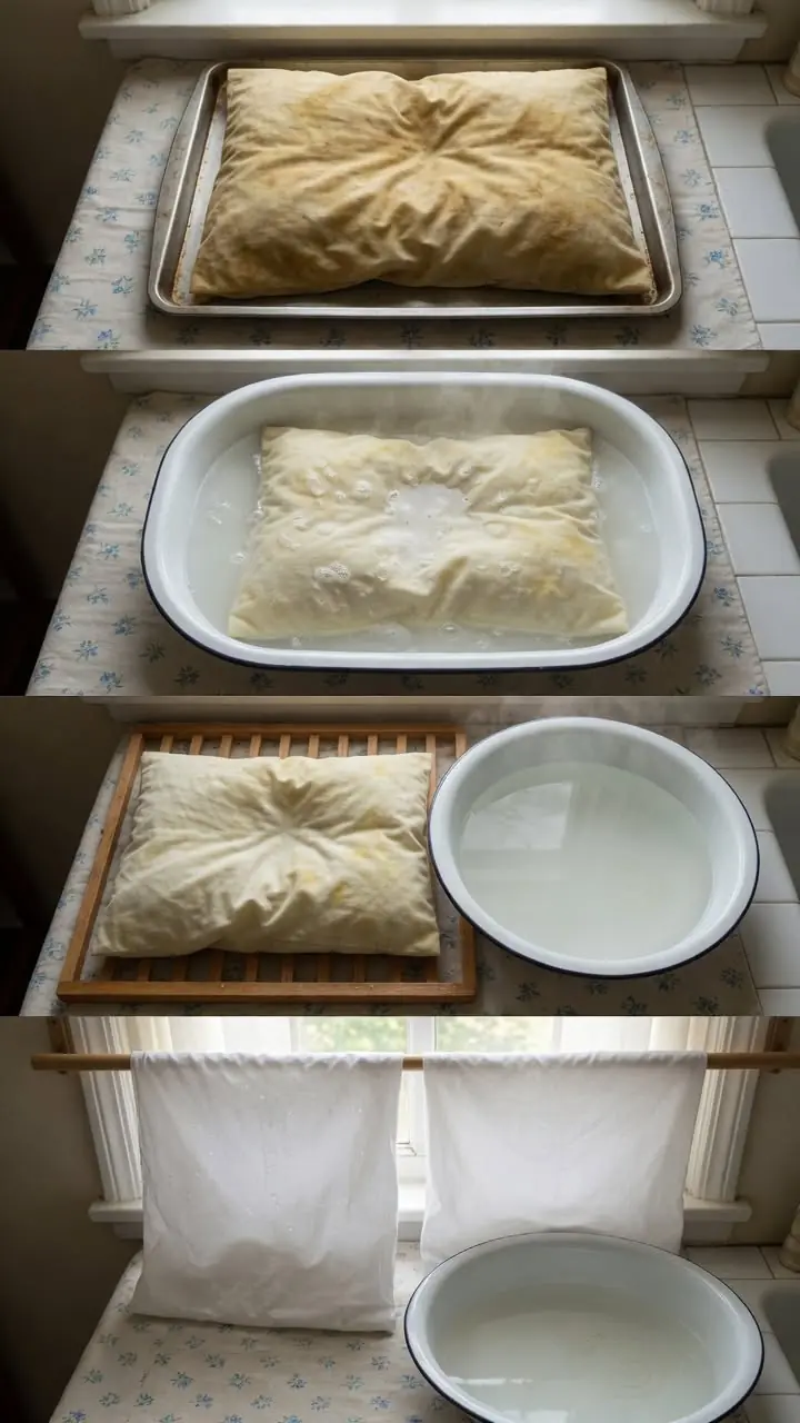 Fundas de almohada manchadas de sudor: ¡mi abuela me enseñó a blanquearlas así!